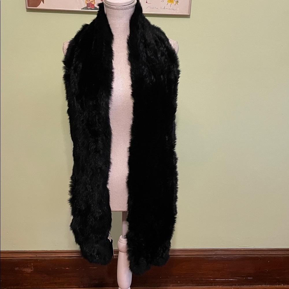 Cejon black rabbit fur scarf, NWT, unisex